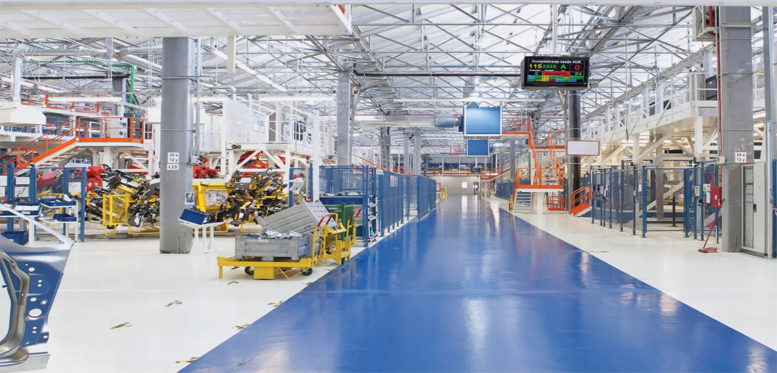 A large scale facilities services factory keeping their place clean.